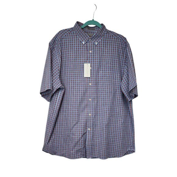 Daniel Cremieux Signature Label Plaid Cotton Short Sleeve Shirt XL Blue/Red - Picture 1 of 9